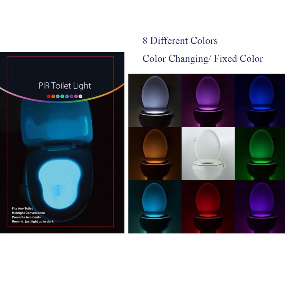 LED Toilet Bowl Light, Motion Sensor 8-Color Changing Waterproof Night